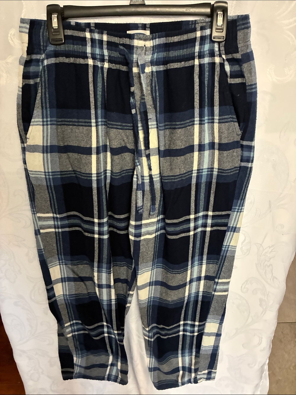 Old Navy Navy and White Plaid Jogger Sweatpants